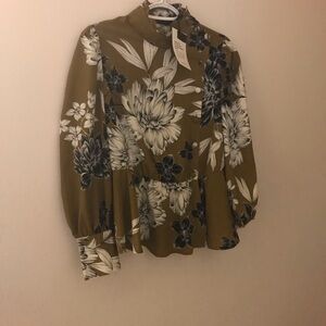 **3 for 25 Bundle and Save.Who What Wear Olive Floral Blouse
